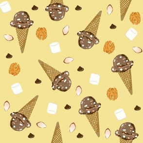 ice cream cone rocky road summer foods fabric yellow