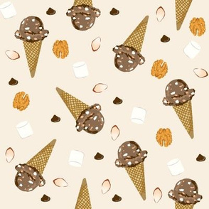 ice cream cone rocky road summer foods fabric beige