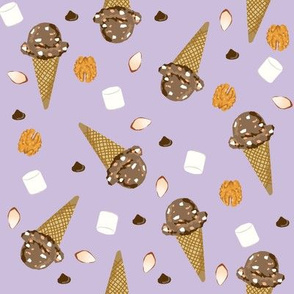 ice cream cone rocky road summer foods fabric purple