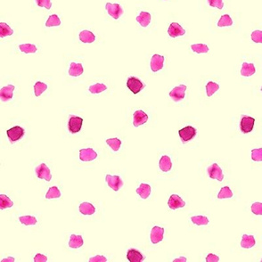 Pink on cream watercolor stains || polka dot pattern for nursery, baby girl