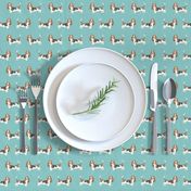 basset hound standing dog breed fabric teal