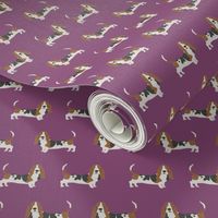 basset hound standing dog breed fabric purple