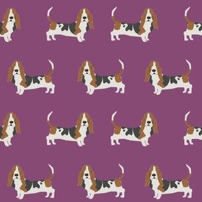 basset hound standing dog breed fabric purple