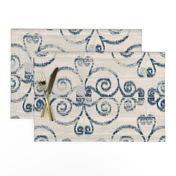 Modern Farmhouse Ikat ~ Cream Navy