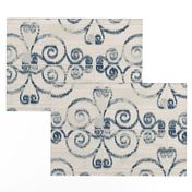 Modern Farmhouse Ikat ~ Cream Navy