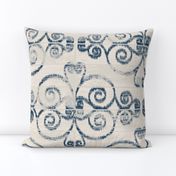 Modern Farmhouse Ikat ~ Cream Navy