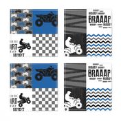 4 Wheel/ATV/A little Dirt Never Hurt - Wholecloth Cheater Quilt - Blue