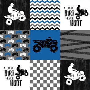 4 Wheel/ATV/A little Dirt Never Hurt - Wholecloth Cheater Quilt - Blue