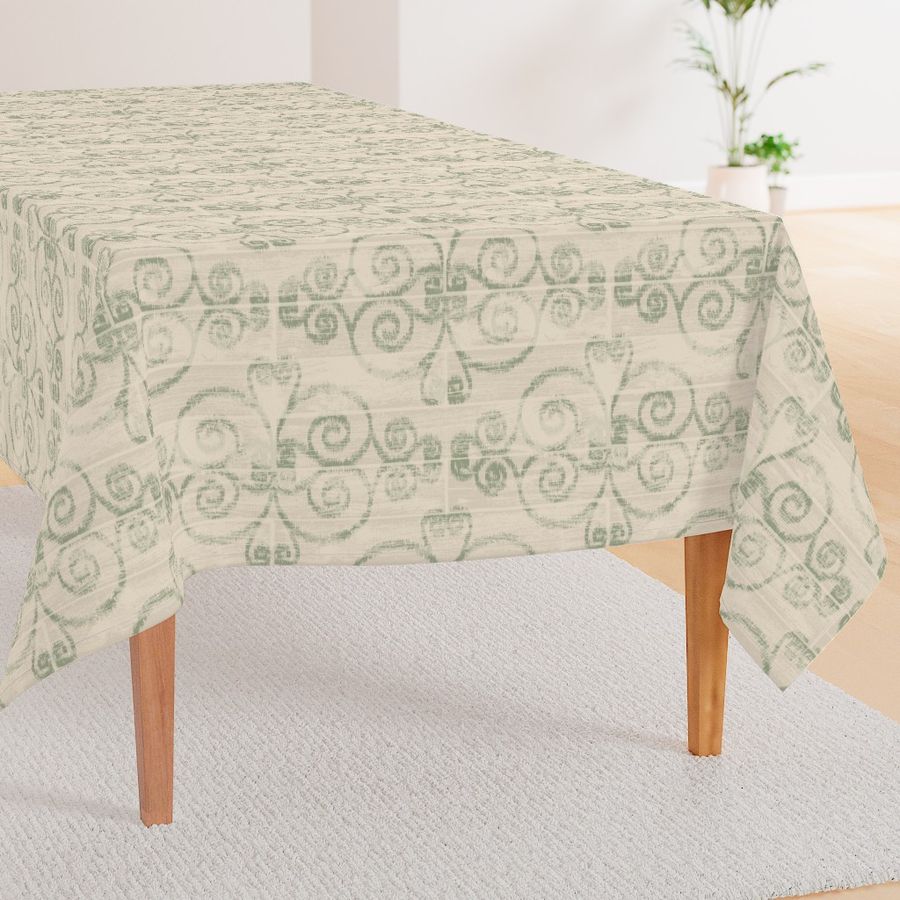 Modern Farmhouse Ikat ~ Ivory Sage Green