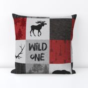 Wild One Quilt A - Red, Black And grey - woodland moose