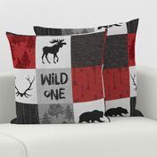 Wild One Quilt A - Red, Black And grey - woodland moose