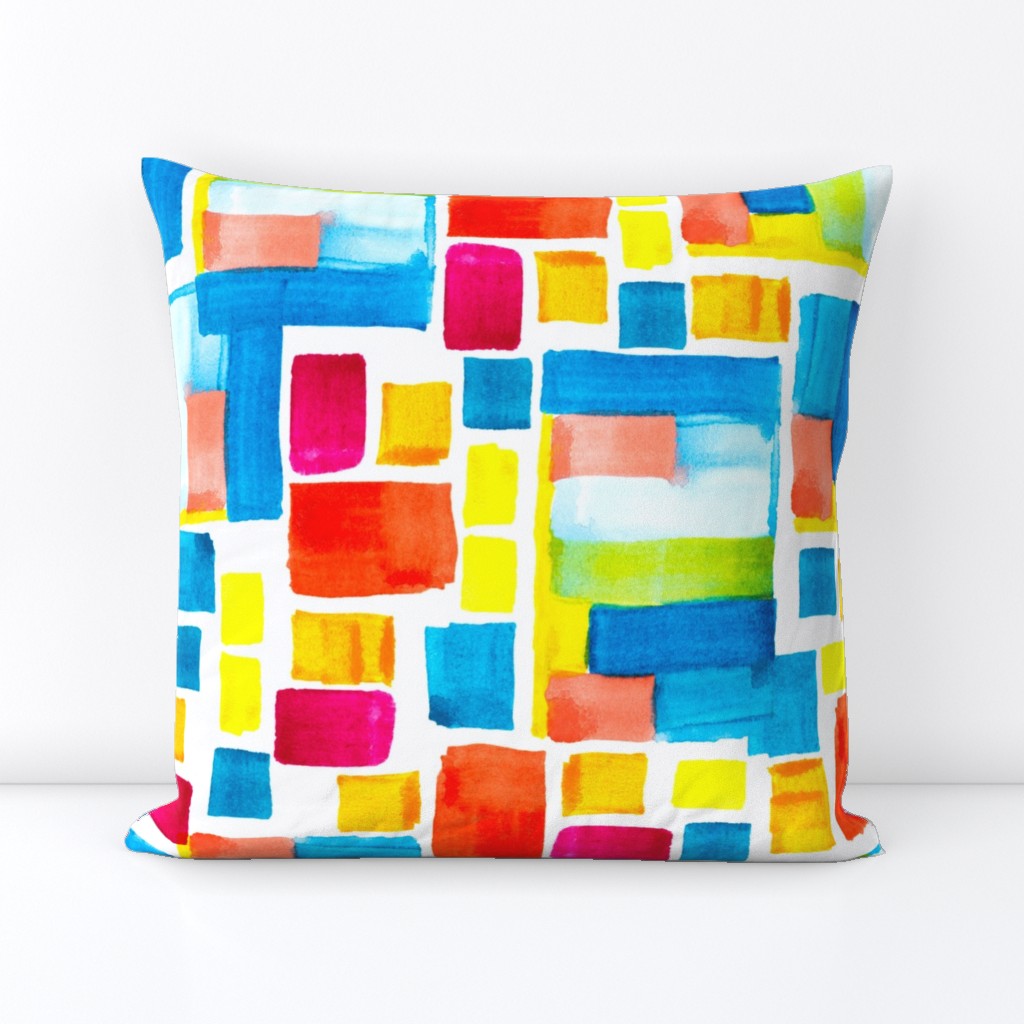 An abstract modern vivid patchwork pattern. Bauhaus movement