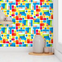 An abstract modern vivid patchwork pattern. Bauhaus movement