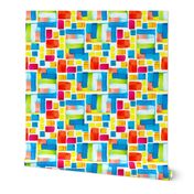 An abstract modern vivid patchwork pattern. Bauhaus movement