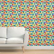 An abstract modern vivid patchwork pattern. Bauhaus movement