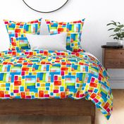 An abstract modern vivid patchwork pattern. Bauhaus movement