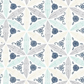 pysanky - mint / cream / grey / dark navy on white