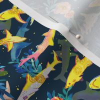 Lemon Sharks in Watercolor Waters