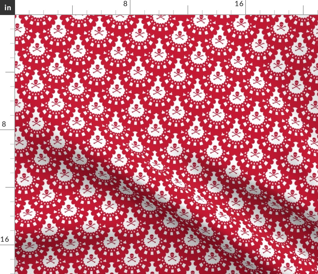 Red Skull and Crossbones Lace on White