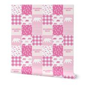 grandma bear - patchwork woodland wholecloth - bright pink