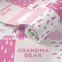 grandma bear - patchwork woodland wholecloth - bright pink