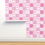 mama bear - patchwork woodland wholecloth - bright pink