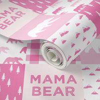 mama bear - patchwork woodland wholecloth - bright pink