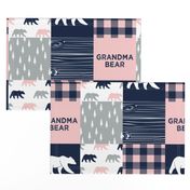 grandma bear - patchwork woodland wholecloth - pink and navy