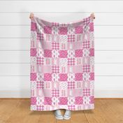 mama bear - patchwork woodland wholecloth - bright pink (90)