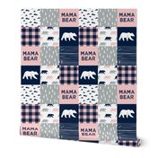 mama bear - patchwork woodland wholecloth - pink and navy