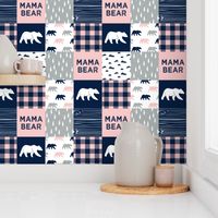 mama bear - patchwork woodland wholecloth - pink and navy