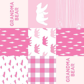 grandma bear - patchwork woodland wholecloth - bright pink (90)