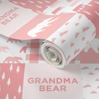 grandma bear - patchwork woodland wholecloth - pink 