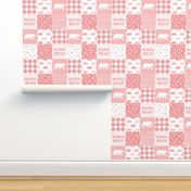 mama bear - patchwork woodland wholecloth - pink 