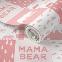 mama bear - patchwork woodland wholecloth - pink 