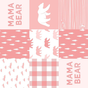 mama bear - patchwork woodland wholecloth - pink (90)