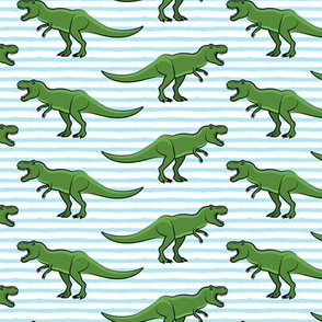 trex - blue stripes - dinosaur  (dark green)