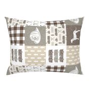 firefighter patchwork fabric - plaid -  brown (90)