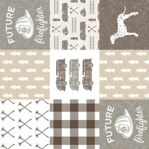 future firefighter patchwork fabric - plaid -  brown (90)