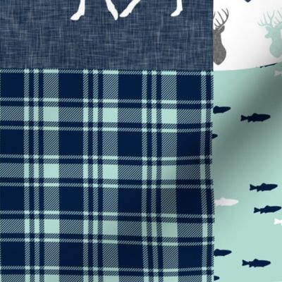 Little Man - Woodland Patchwork - Fishing, Bear, and Moose (navy)