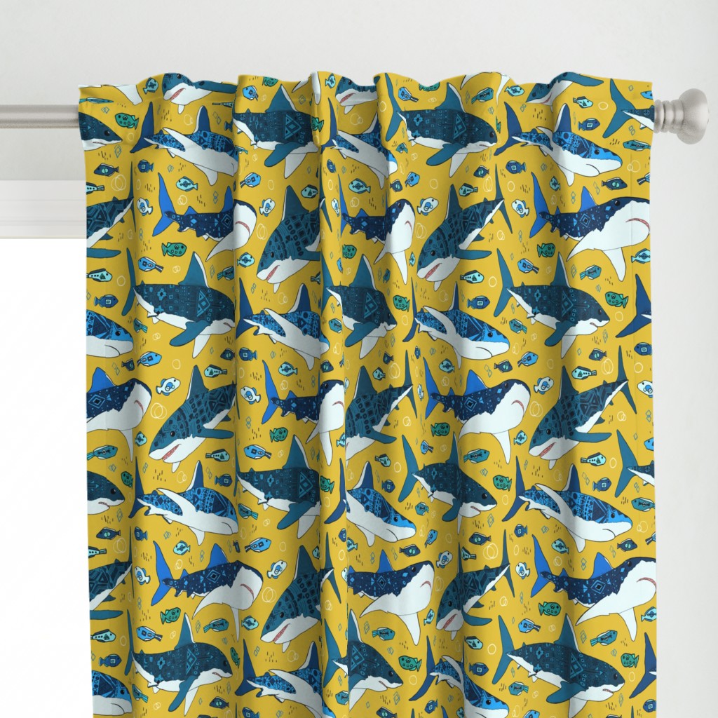 Sharks and Fish on Mustard - Large Scale