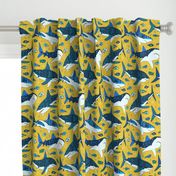 Sharks and Fish on Mustard - Large Scale