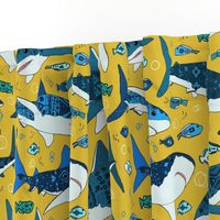 Sharks and Fish on Mustard - Large Scale