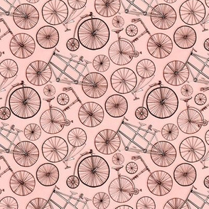 Monochrome Vintage Bicycles On Millenial Pink - Small