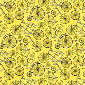 Vintage Bicycles On Bright Yellow - Small