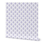 White Skull and Crossbones Lace White on Lavender