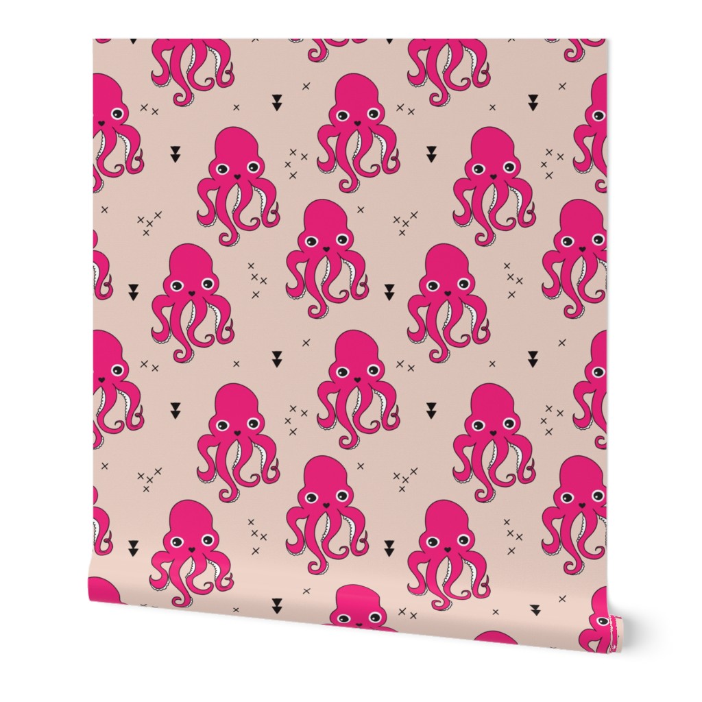 Adorable squid fish octopus geometric ocean theme under water deep sea paradise girls SMALL