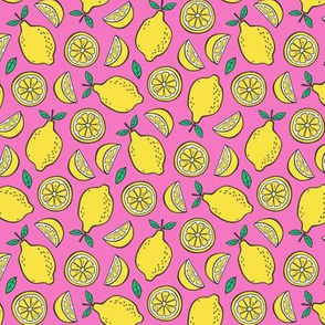 Lemon Citrus on Bright Pink Smaller 1,5 ich