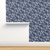 Dragonflies, Butterflies And Moths In White, Navy And Grey Blue - Small