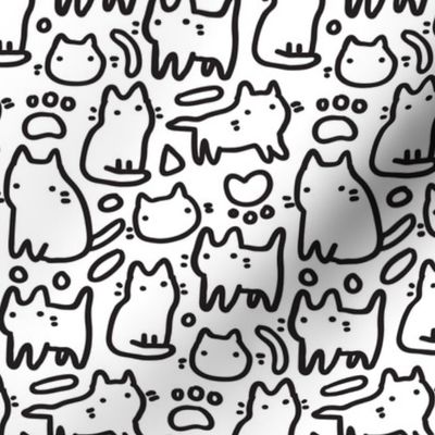 Doodle cute kitty cats funny pattern